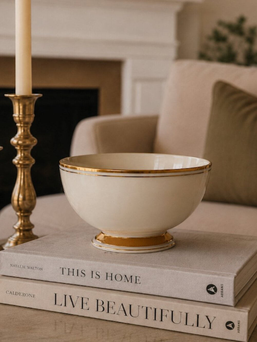 Lenox Ivory Porcelain Footed Bowl Gold Trim 8.25” Made in USA Elegant Decor